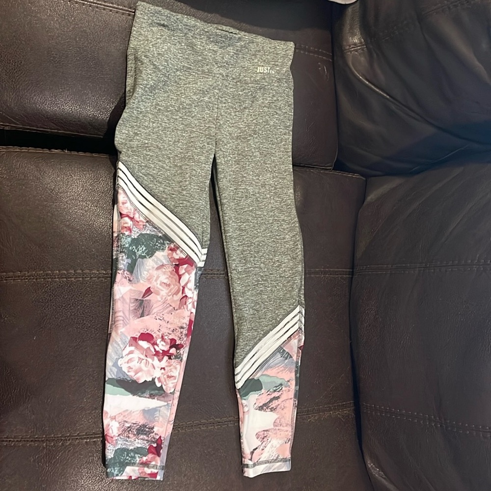 Justice Heather Gray and Floral Leggings